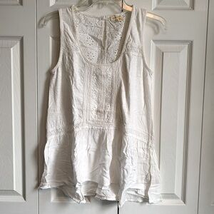Anthropologie Meadow Rue White Tunic Top